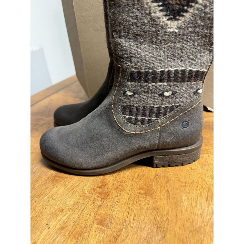 NIB Women’s Born 7.5 Gray Lucero Tall Blanket Boots Leather Over The Knee - Picture 4 of 9